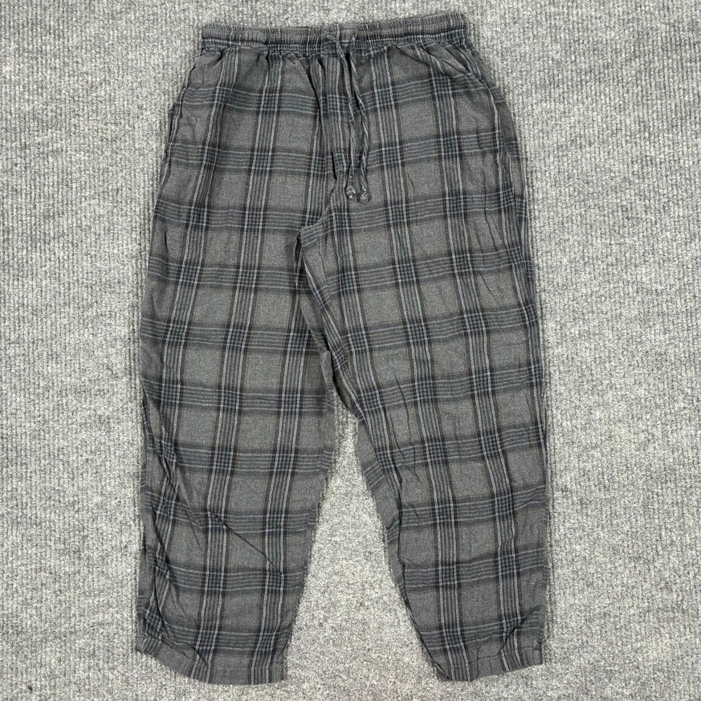 Nautica Mens Sleepwear Pajama Pants Size Large Gray Plaid Stretch Pull On Lounge